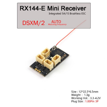 (image for) AEO-HC MINI 144E DSMX/2, 5Ch Rx WITH 5A/1S BRUSHLESS ESC